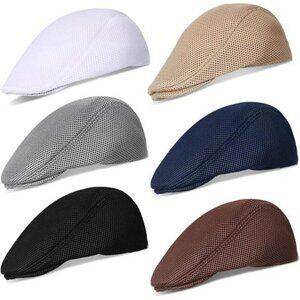 Geyoga Mens Mesh Flat Cap Set Newsboy Summer Breathable Cabbie Hat 6 Pack